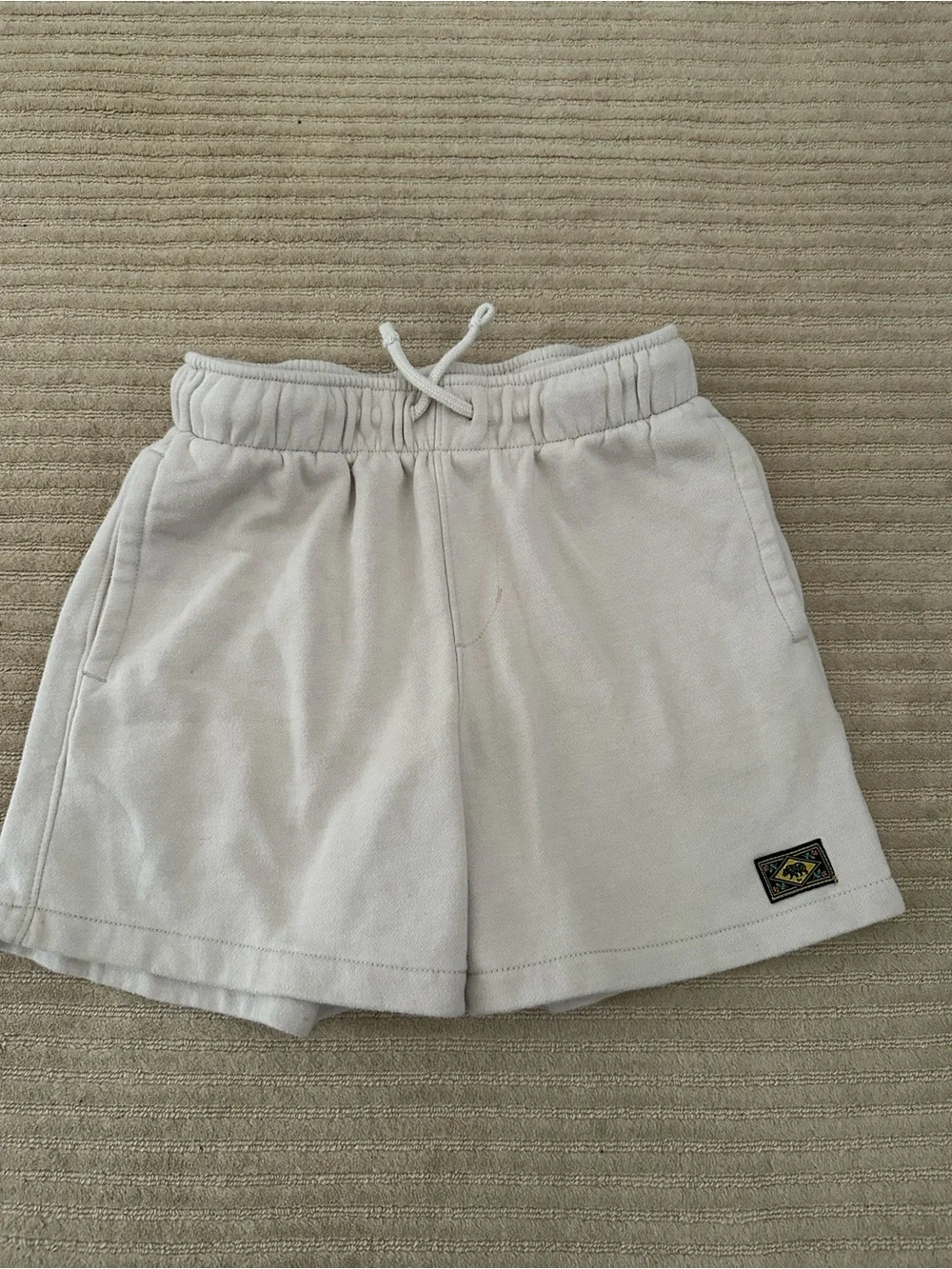 Old navy kids size L Cream Drawstring Lounge Shorts with Logo Patch